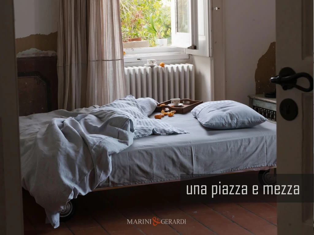 Set copripiumino una piazza e mezza lino lavato a righe Set copripiumino una piazza e mezza lino lavato a righe