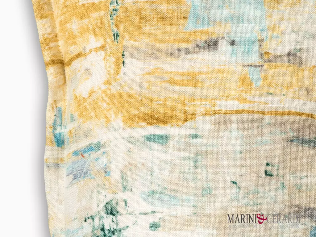 Cuscini letto decorativi tessuto lino viscosa senape panna Cuscini letto decorativi tessuto lino viscosa senape panna