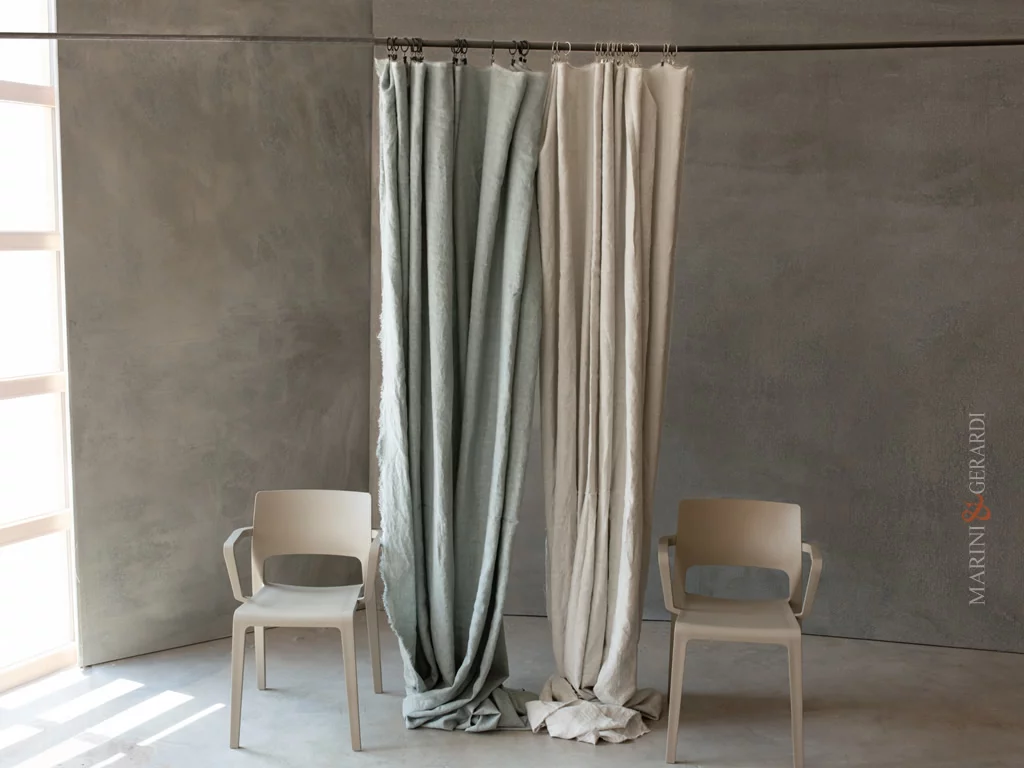 Tende da sala moderna di lino grigio salvia perla LA FRANCESINA - Tende da Sala Moderne in Lino Delavè