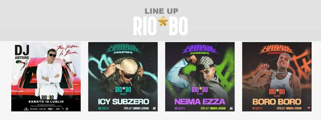 Rio bo line up luglio agosto 2024 Rio bo line up luglio agosto 2024
